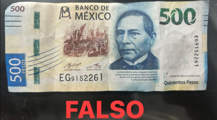 Billete falso de 500 pesos activa alerta entre comercios de Baca